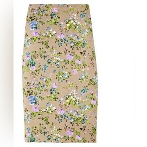Floral Print Beige Pencil Skirt.